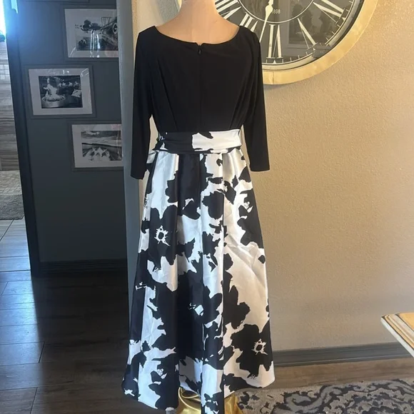 R & M Richards Collection Hi - Lo Black and White Dress - Picture 7 of 9